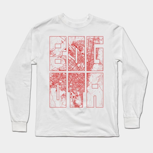 Bogota, Colombia City Map Typography - Oriental Long Sleeve T-Shirt by deMAP Studio